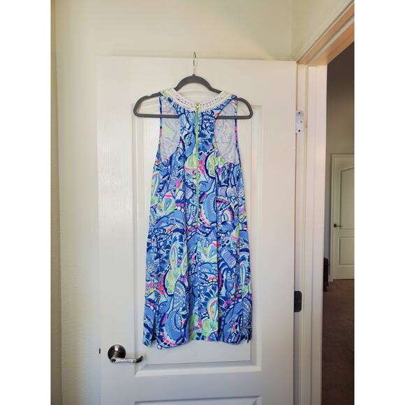 Lilly Pulitzer Carlotta Blue Peri Pinch Corded Lace Shift Midi Dress, Size 2 - Picture 7 of 12